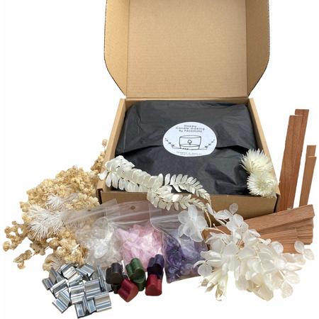Pademime Kaarsen accessoire kit | Edelstenen | Gedroogde bloemen | Houten Lonten | Kleurblokjes